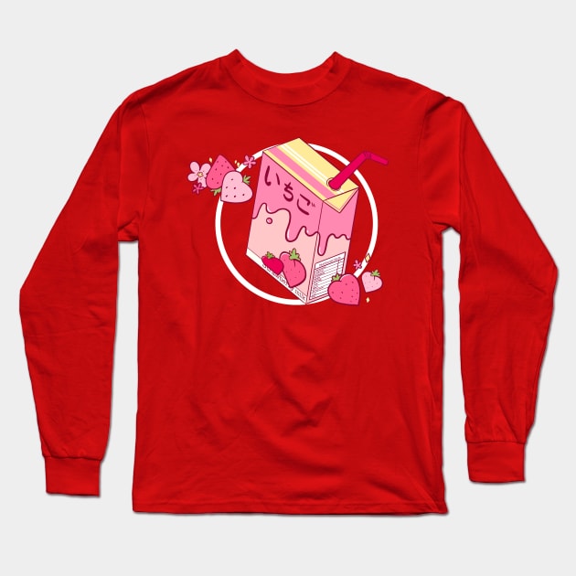 Strawberry milk illustration Long Sleeve T-Shirt by Cuteful